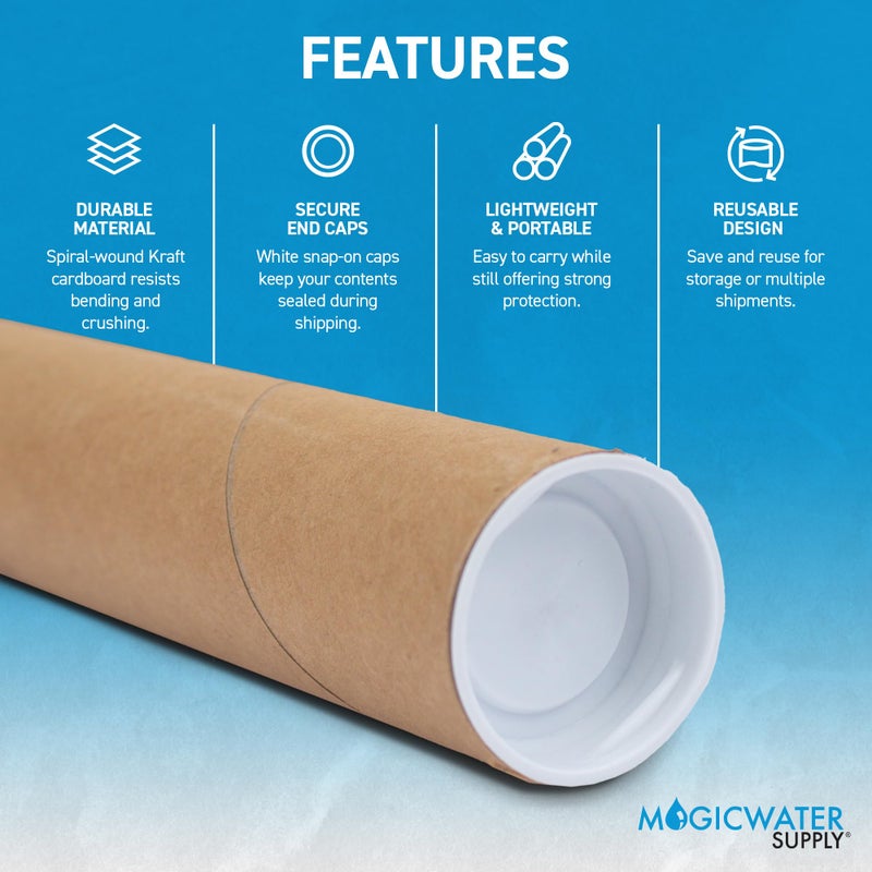 MagicWater Supply Mailing Tube - 1.5 in x 24 in - Kraft - 6 Pack - for Shipping and Storage of Posters, Arts, Crafts, and Documents - Image 3